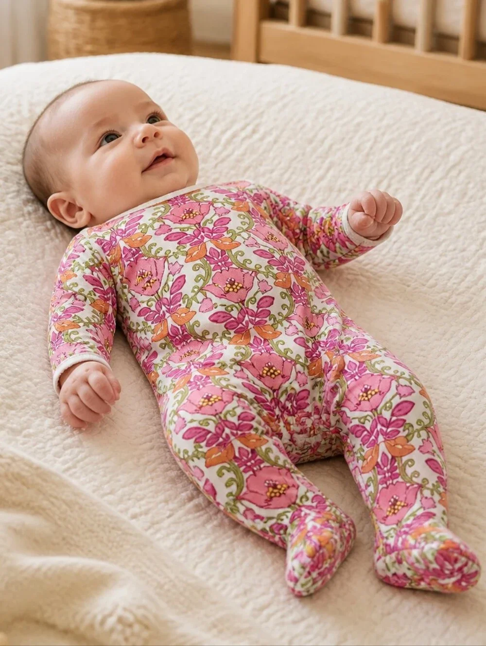 Vera Bradley Baby Footed Coverall Lilli Bell Pink Green Floral Pajama Onesie